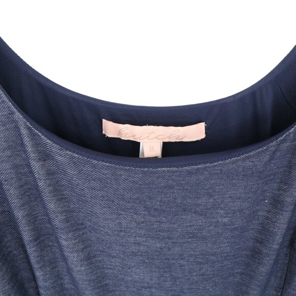 Anthropologie Hutch Amara Tied Shoulders Indigo Blue Scoop Back Dress XL - Picture 6 of 8